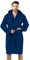 Accappatoio con Cappuccio in morbida Microfibra, unisex, con pratica custodia in pvc (M, BLU NAVY)