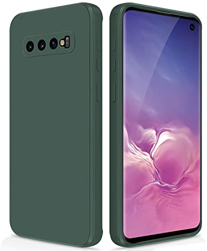 GiiYoon Hülle für Samsung Galaxy S10, grün | Silicone Case, Seidig Weiches Gefühl, Stoßschutz, Kratzfest, Mikrofaser-Innenfutter