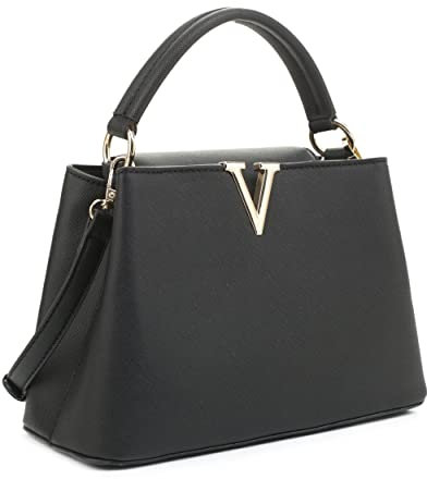 EVVE Kleine Damen-Umhängetasche, klassisch, mit Tragegriff oben, modische Crossbody-Handtaschen mit Schultergurt, Schwarz