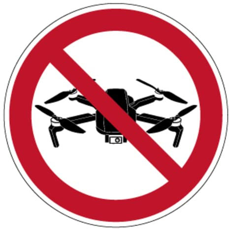 Aufkleber Verbotszeichen Drohnen/Flugdrohne/unbemanntes Luftfahrzeug verboten Schild Folie selbstklebend | Ø5-30cm Made in Germany, Größe: Ø10 cm