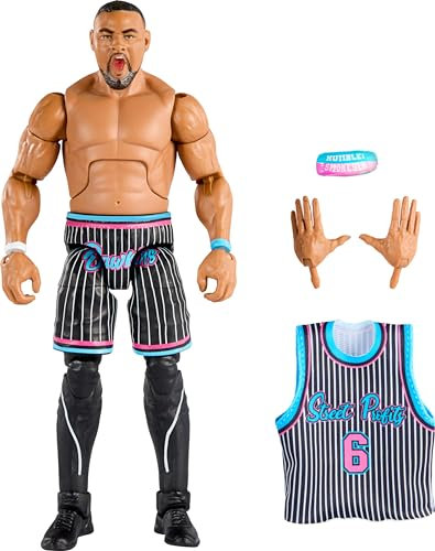 Mattel WWE Elite Collection Actionfigur & Zubehör, Serie #103 Angelo Dawkins 15,2 cm Sammlerstück mit 25 Gelenkpunkten & austauschbaren Händen