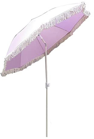 YFZNWHX 2m Round Garden Parasol With Tassel, Outdoor Patio Table Tilting Parasol Umbrella, Outdoor Sun Shade Umbrella With 8 Ribs, For Lawn, Garden, Backyard, Pool