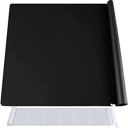 FANDAMEI 70x50 cm Große Silikonmatte mit Aufbewahrungsbeutel, Silikonfolie Bastelmatte Silikon Unterlage Antihafte Rutschfeste Tischmatte Arbeitsmatte Thekenmatte, für Handwerk, DIY, Schwarz