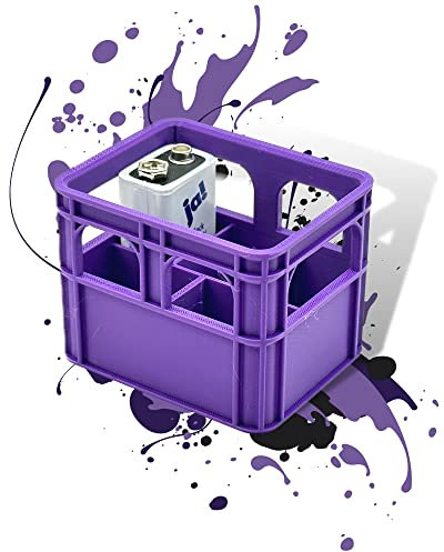 Batterie Bier Kasten Batteriekasten Batteriekiste Batteriebox Aufbewahrungsbox Minikiste Minibox für Aufbewahrung von Batterien AA, AAA, 9V, Leerkiste - 3D gedruckt (9 Volt, Lila)