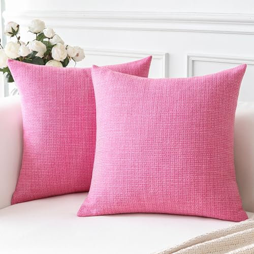 Artscope 2er Set Kissenbezug Einfarbig Wurfkissenbezug Leinen Kissenbezüge Moderne Dekokissen Kissenhülle Set Kissen Fall für Sofa Schlafzimmer Zuhause Dekor 60x60 cm Rose Rot