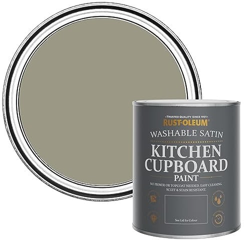 Rust-Oleum Green Scrubbable Kitchen Cupboard Paint in Satin Finish - Grounded 750ml