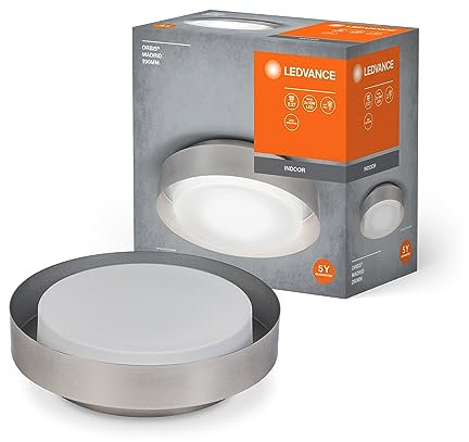 LEDVANCE ORBIS MADRID Deckenleuchte 290mm, Nickel, E27-Sockel, kann mit smarter Lampe bestückt werden, hochwertiges, modernes Design, Metallgehäuse, geeignet für Innenräume, rund, IP20 Schutzklasse