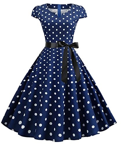 Générique Femmes Robe Annee 50 60 40 Vintage Pin Up Retro éLéGante Mariage Cocktail SoiréE FêTe CéRéMonie DéContractéE Froncé à Volants Robe Rockabilly Femme Pin Up