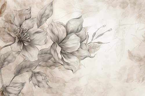 Muralo - 3D Tapete Vliestapete - Fototapete 3d Effekt - Tapete für Wohnzimmer Schlafzimmer Wandtapete - Fototapete - Blumen Beton-Optik Motiv - Br.368cm x Hö.254cm