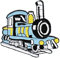 Lok Blau Lokomotive Dampflok Aufnäher zum aufbügeln oder aufnähen Bügelbild Aufbügler für Kleidung gestickter Bügelpatch Applikation Bahn Patch Größe 7,5 x 7,0 cm