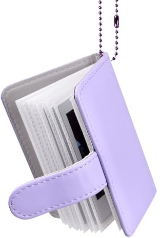 HIYQIN 2x3 Zoll Mini Fotoalbum mit Schlüsselanhänger, 32 Kleine Taschen Alben - für Instax Mini EVO/12/11/Liplay/41/40/99/SE/9/8/7+ Fotos - für Polaroid 3-Zoll bilderalbum (Lila)