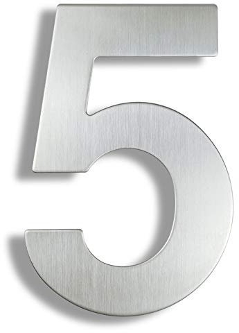 ELTOX Hausnummer,Hausnummern 30cm Hausnummer Edelstahl-Adresse Schild 0-9 Außen Silber 12 In.Door Exterior Big (Color : 5, Size : 30cm)