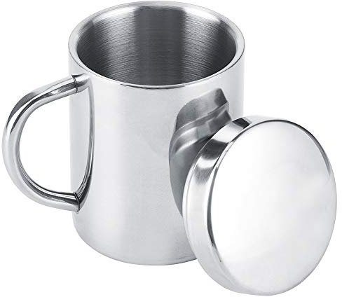Taza de café de viaje de acero inoxidable, termo al vacío de 220 ml, taza de té y leche portátil antiquemaduras con tapa (material 304, 220 ml (con cubierta))