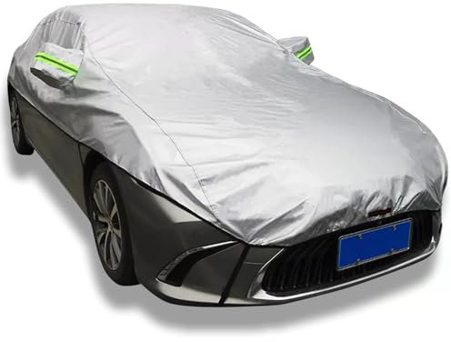 Halbe Autoabdeckung für Renault Megane 4 Estate |wasserdichte Sonnenschutz Kratzschutz UV-Schutz Autooberdeckabdeckung für den Außenbereich,Halbgarage mit Spiegelkappen und winddichten Riemen(Color:Si
