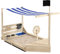 Outsunny Sandkasten Sandkiste groß mit Abdeckung im Schiff Design Matschekiste aus Holz Segelschiff Spielhaus mit Küchenspielset Aufbewahrung für Kinder 3-7 Jahre Naturholz 180 x 103 x 144,5 cm