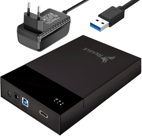 Reagle External Hard Drive Enclosure - USB 3.2 Gen 1, 5 Gbps, 10TB Capacity, for 3.5 Inch and 2.5 Inch HDD/SSD, Tool-Free Assembly, Windows/Mac OS/Linux Compatible