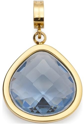 JEWELS BY LEONARDO Anhänger Clip & Mix Juvinga, Ketten-Anhänger aus goldfarbenem Edelstahl, blauer Glasstein in abgerundeter Dreiecksform, Schmuck Geschenk für Frauen, 024425