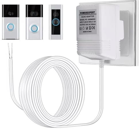 FiTspi 24V 500mA Doorbell Transformer, Video Ring Doorbell Transformer Power Supply Adapte Charger Compatible with All Versions of Ring Doorbell and Nest Learning Thermostat Ecobee (8M)