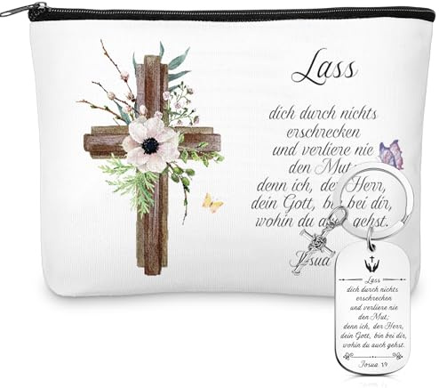 Xuniea Christliche Geschenke Motivierende Kosmetiktasche für Konfirmation | Spirituelle Schlüsselanhänger, Bibel Ermutigung Kulturbeutel, Mutmacher Geschenke für Frauen Männer, Für Firmung Kommunion