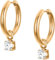day.berlin Damen Ohrringe Creolen Fiona in Gold 18k vergoldet, 16mm Durchmesser mit Zirkonia Kristall Anhänger (5mm), Ohrhänger aus 316L Edelstahl, nickelfrei und wasserfest