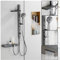 WRKMH Rubinetto Vasca da Bagno Grigio Pistola Miscelatore Vasca da Bagno Cascata Rubinetto Doccia da Muro Rubinetto Vasca da Bagno con Doccetta, Spray per le Spalle, Spruzzo in Vita