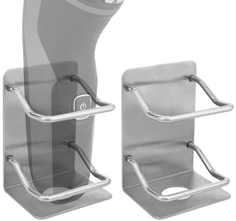 Linkidea 2er-Pack Edelstahl-Halter für Elektrorasierer für die Dusche, Rasierer-Organizer, kompatibel mit Braun Series 5, Philips Series 2400, 5000x, 9000 (Silber)