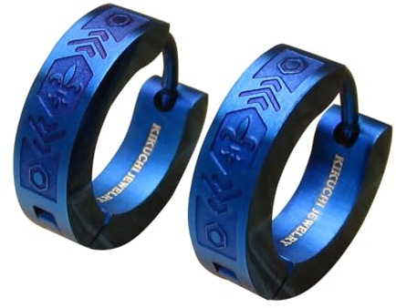 NEW Ohrringe Titan Stäbchen Ohrstecker Männer Edelstahl Klapp Creolen Herren Matt Blau Gebürstet Eindrücke von Kopenhagen ERTS036