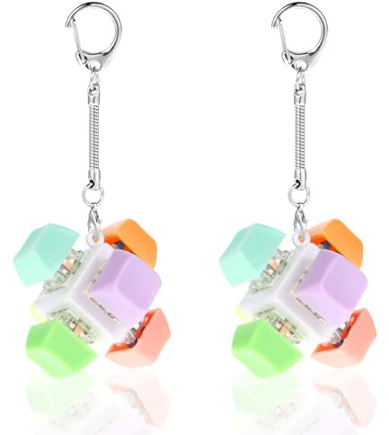 Yuanchu 2Pcs Keyboard Fidget Toys, Keyboard Clicker Keychain Decompression Toy Multicolor Mechanical Key Toy Keyboard Button for Adult Gifts to Relief Pass Time