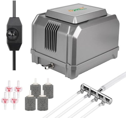hygger Fish Tank Air Pump,1325L/H 15W Silent Aquarium Air Pump,Powerful 4 Outlets Oxygenator Air Pump Up to 3800L Aquariums