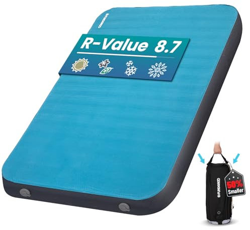 FUNDANGO 2 Person Isomatte Camping,Selbstaufblasbare Luftmatratze 10cm Dick 3D Selbstaufblasende Isomatte Dicke Schlafmatte Weiches Samt für Outdoor Zelt, Auto Reisen,Gästebett