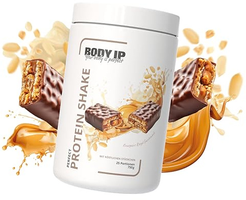 BODY IP Perfect Protein Pulver | dein Süßigkeitenersatz | Knuspers Riegel | Whey Isolat, Whey Konzentrat & Casein | hoher BCAA Anteil | 25 Portionen | Protein Shake für Muskelaufbau | 750g