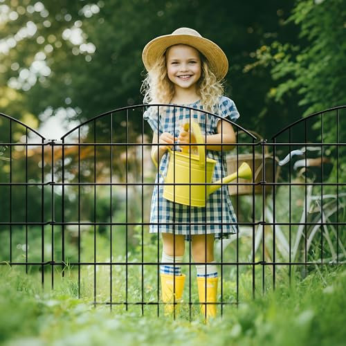 ARIFARO Metall Dekorative Gartenzaun Bogen Gesamtlänge 3,5m (81cm H x 71cm B) 5 Panels, Keine Graben Haustier Zaun Rostfrei Metall Drahtzaun Panel Grenze für Hund, Kaninchen, Hof