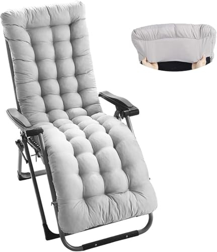 UMAIL Sun Lounger Cushions 10cm/12cm Thick Garden Chair Cushion Sunbed Cushion Soft Recliner Cushion with Non-Slip Top Cover for Garden Indoor Outdoor (Grey, 170 * 50 * 10cm)