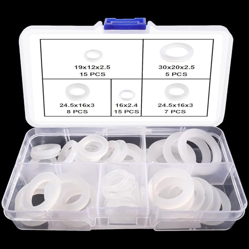 Lyeteung 50 Stücke 1/2 3/4 1 Zoll O-Ringe Dichtringe Set, Silikon Flache Unterlegscheibe, Silikon Schlauch Unterlegscheiben, für Dusch Brausekopf Wasserhähne Schläuche