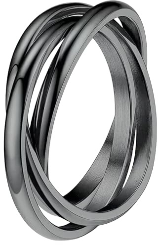 Jpltlvy Triple Loop Edelstahl Ringe Rotierendes minimalistisches Design Passende Bänder Ineinandergreifende Kreis Paar Schmuck Geschenk