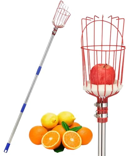 Dreuhuing Recolector de Frutas | Recogedor De Limones Para Árboles De 4 m Con Mango Extensible,Herramienta de Recolección Portátil para Jardín Arboleda Naranja Bellota Limón