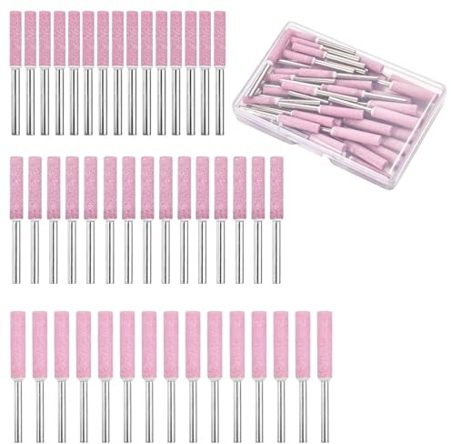 LEONTOOL Lot de 45 Limes Céramiques pour Affûtage Chaîne Tronçonneuse 3 Tailles 4mm 4.8mm 5.5mm Avec Boîte Pour Pierre Bijou Bois Rose