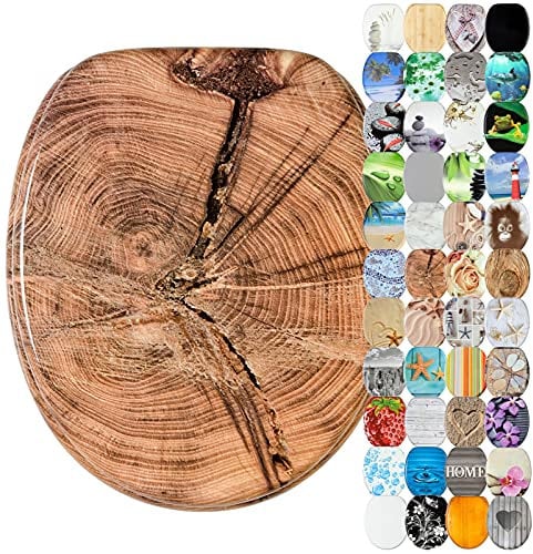 Sanilo Soft Close Toilet Seat, Wide Choice of New Toilet Seats, Stable Hinges, Easy to Mount (Old Tree)