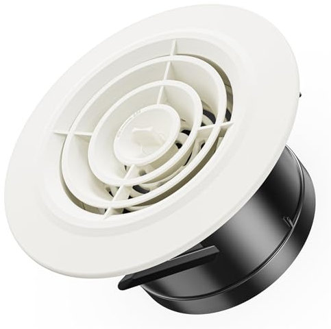 Hon&Guan 100mm Round Adjustable Air Vent with Flyscreen Mesh 4 Inch Closeable Circular Ventilation Grille Vents Cover Indoor for Walls Ceiling