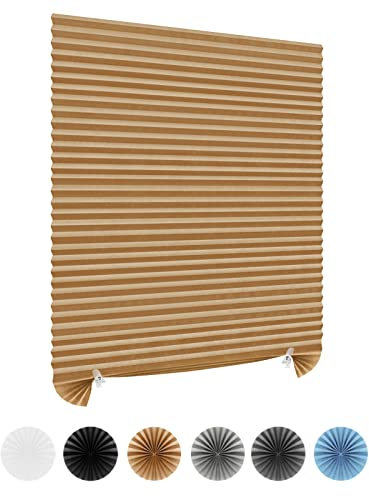 Temporary Blinds,Instant Easy to Install No Tools Needed Fits Any Size Cordless Window Blinds (60 x 150cm, Brown)
