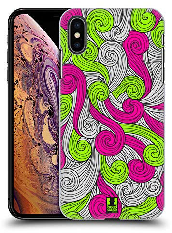 Head Case Designs Neon Pink And Green Vivid Swirls Hard Back Case Compatible With Apple iPhone XS Max