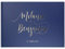 DeinWeddingshop Deluxe Hochzeitsgästebuch | Gästebuch zur Hochzeit personalisiert | Veredelung in Gold, Rosé-Gold, Silber oder Kupfer | A4 quer | Marineblau, Inhalt blanko - weiße Seiten