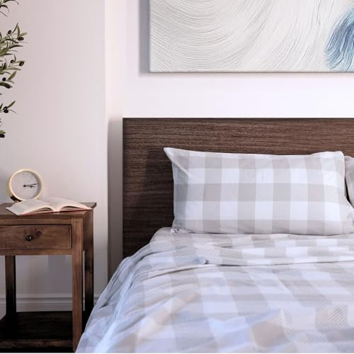 Featherhead Bedrucktes Flanell-Bettwäsche-Set mit extra tiefen Taschen, 100 % Bio-Bettwäsche – Luxuriöses 4-teiliges weiches Bettwäsche-Set für King-Size-, Queen-Size- und Doppelbetten (Queen-Size)