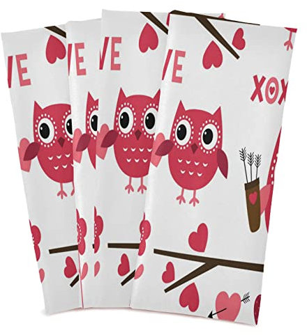 Mnsruu Romantische Küchentücher mit rosa Eule, Geschirrtuch, Geschirrtuch, Geschirrtuch, super saugfähig, weich, 71 x 46 cm, 1 Packung