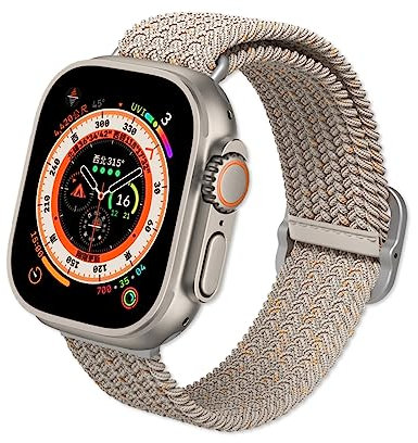 RhinoShield Correa trenzada Apple Watch Ultra 3, Ultra 2, Ultra (49mm)+ Series 11, 10 (46mm) + Series 9, 8, 7 (45mm) + Series 6, 5, 4, SE 3, SE 2, SE (44mm) + Series 3, 2, 1 (42mm) - Beige Cálido