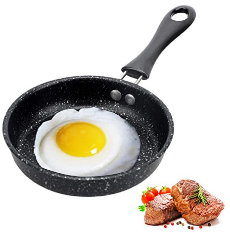KIPIDA Mini Sartén, 12CM Sartén Pequeña Antiadherente para Huevos Mini Sartenes Portátil Mini Sartén Antiadherente Spiegeleipfanne para Huevos, Bacon, Jamón en Lonchas, Filetes