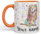 Vixar Personalised with Your Text Lion Cat King Safari Animals Watercolour Art Coloured Ceramic Mug Cup Gift 330ml 11oz Custom Work Office Tea Coffee (Orange)