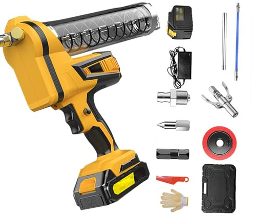 SACLI electric grease gun chainsaw grease gunLithium battery industrial machinery lubricator rechargeable with 1*lithium battery and tool box(Color:15)