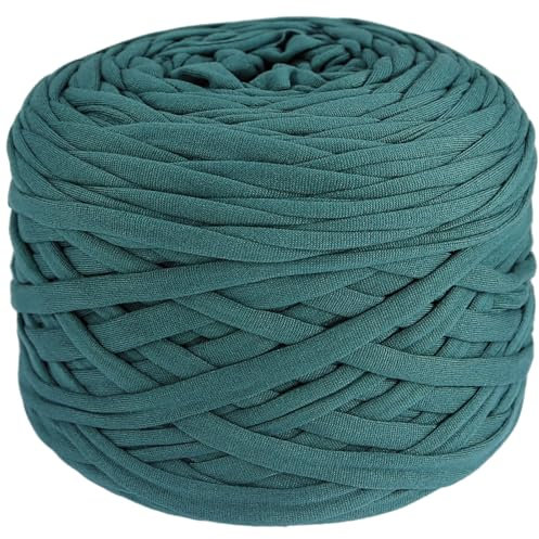 400g T-Shirt Garn elastische Stoff häkeln Tuch Garn für DIY Stricken, 130 Yards Spaghetti Garn dicke Strickgarn für Hand DIY Tasche Korb Kissen Häkeln Projekte, Home Decor (Dunkelgrün)