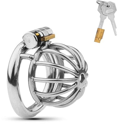 BDSMJOY Cages de Chasteté Acier inoxydable, Pénis Sex toys jouet sexualité couple Sextoy homme, Cage de chasteté respirante Pour Punition Sextoyse Couple (45mm)